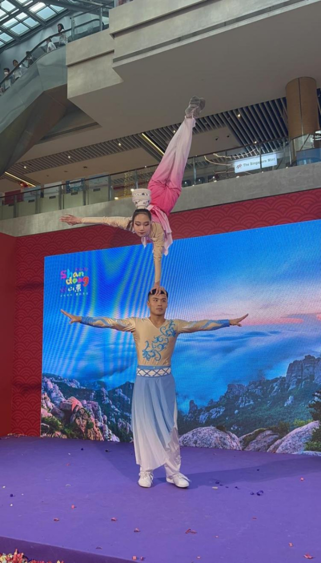 来自中国和新加坡的艺术团体联袂表演了歌舞、器乐、武术、杂技等多种形式的文艺节目。活动主办方供图 来自中国和新加坡的艺术团体联袂表演了歌舞、器乐、武术、杂技等多种形式的文艺节目。活动主办方供图