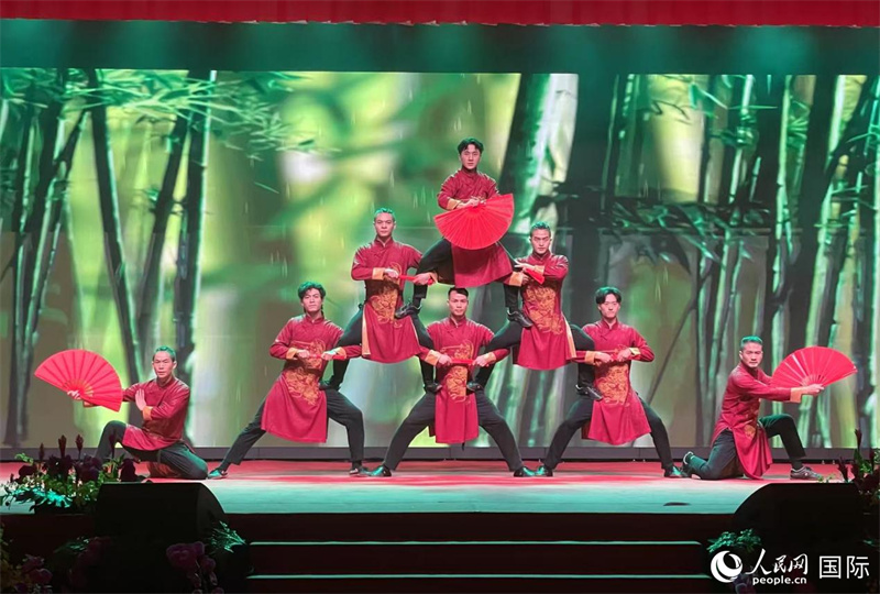 春节招待会上的武术表演。人民网记者 刘慧摄 春节招待会上的武术表演。人民网记者 刘慧摄