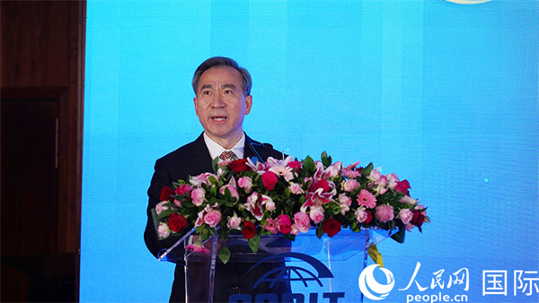 中国贸促会会长任鸿斌致辞。人民网 刘畅摄 中国贸促会会长任鸿斌致辞。人民网 刘畅摄