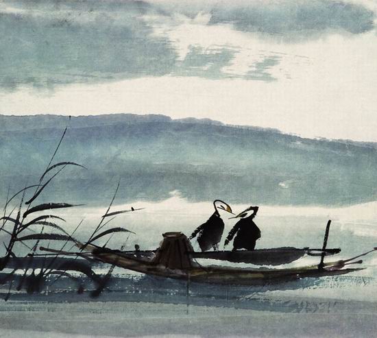 林风眠的《鱼鹰小舟》--书画人生