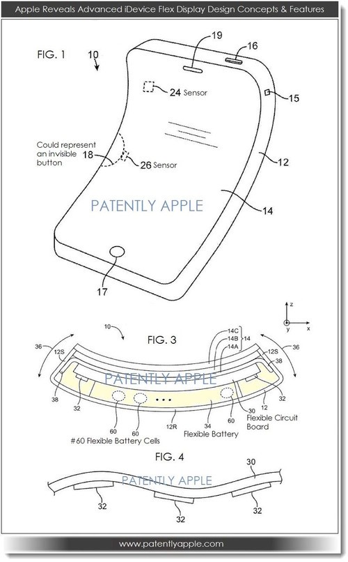 苹果柔性屏幕专利 设备可直接进行弯曲 