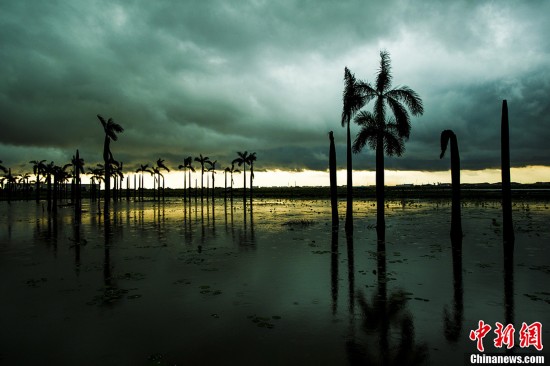 暴雨云层笼罩羊城 南沙上演科幻大片(组图)