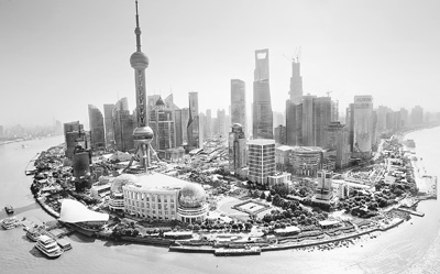 上海浦东建筑铅笔画展示