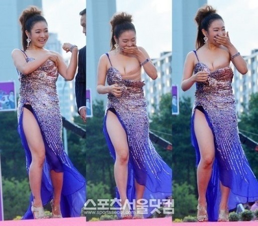 富川电影节红毯余敏静走光袒胸露乳 女星透视