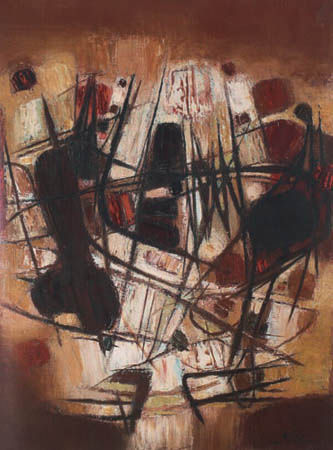 朱德群《构图55号》,布面油画 1960年,81×60cm