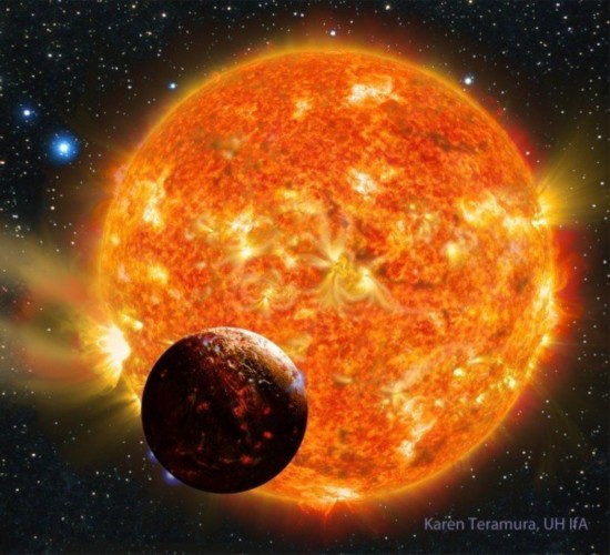 经过渲染处理的图像显示,"开普勒-78b"行星离所绕恒星的距离不到100万