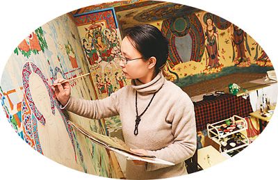 艺术家夫妇在西安复原敦煌壁画(图)