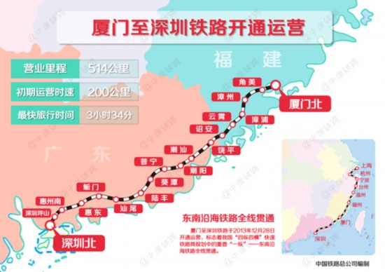 厦深铁路正式开通运营 东南沿海铁路全线贯通