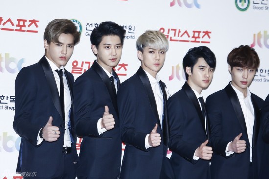 韩国28届金唱片PSY鸟叔EXO获大赏 Kris鹿晗