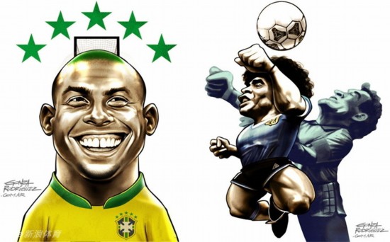 漫画作品:向历届世界杯传奇球星致敬- Micro R
