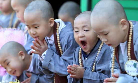 韩国寺院小和尚踢足球卖萌 被赞韩版 一休哥