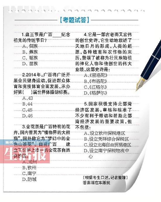 广西民俗和体操世锦赛成公务员区考试题(图