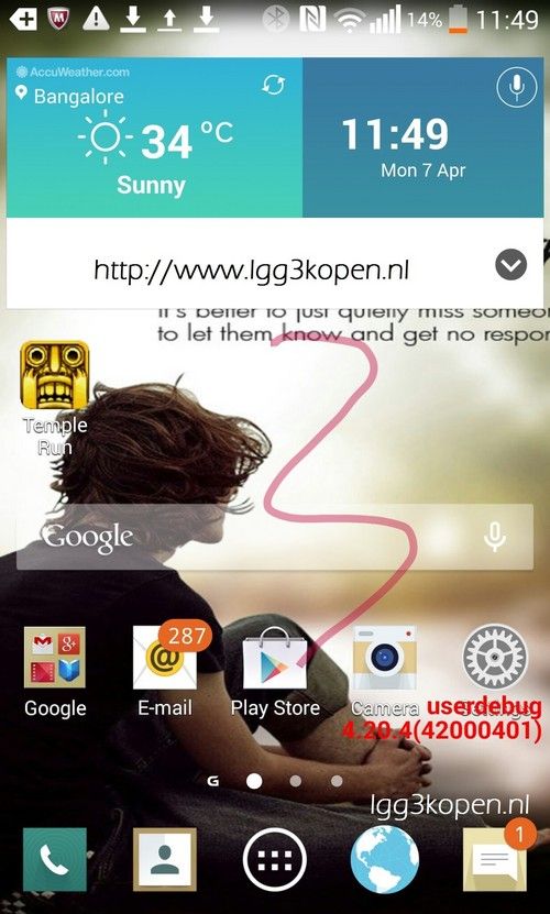 2K屏四核智能强机 LG G3界面首度曝光
