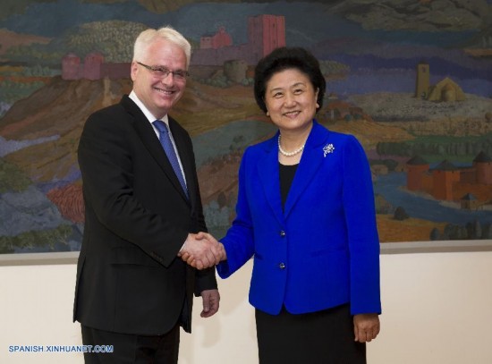 El presidente de Croacia, Ivo Josipovic, se reunió hoy en Zagreb, la capital croata, con la viceprimera ministra de China, Liu Yandong, de visita en el país.