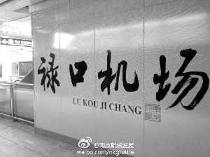 地铁禄口机场站曝光 LU KOU JI CHANG翻译