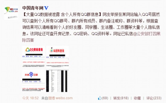 QQ群数据泄露 大量用户隐私流出