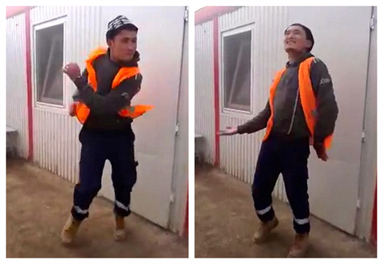 哈萨克斯坦工人大跳霹雳舞 视频网上走红(组图
