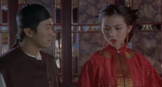 蔡少芬与周星驰一起合作《九品芝麻官》.