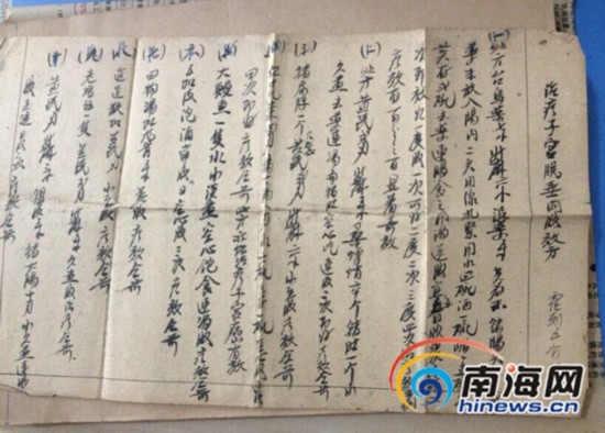 霍列五先生的行医手记。南海网记者陈望 摄