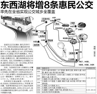 武汉东西湖将增8条惠民公交 率先实现公交城乡