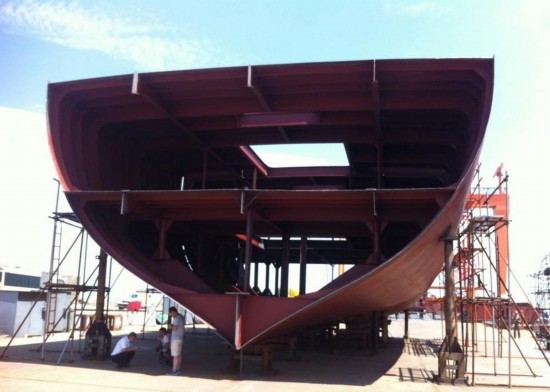 辽宁丹东船厂开工复制甲午海战名舰致远号(