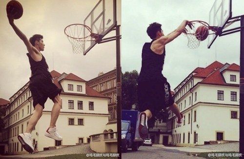EXO前成员吴亦凡变身灌篮高手 腾空扣篮霸气