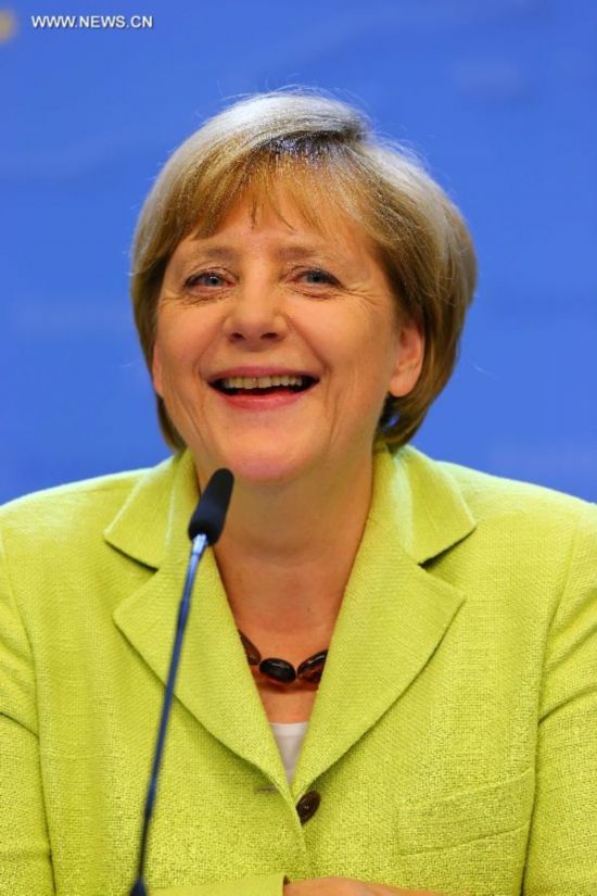 BELGIUM-BRUSSELS-EU-SPECIAL MEETING-ANGELA MERKEL-PRESS 