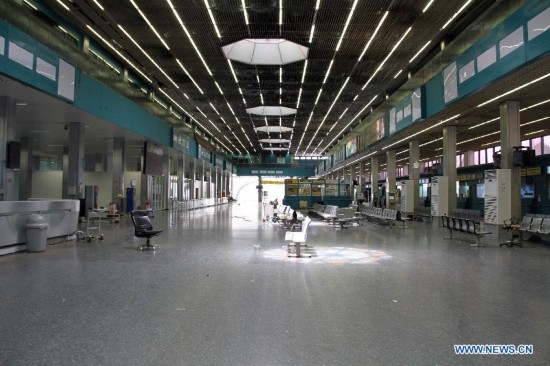 The photo taken on July 16, 2014 shows the empty terminal building in Tripoli International Airport, in Libya. 