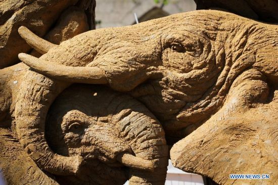 Photo taken on July 17, 2014 shows a sand sculpture displayed during the international festival of sand sculptures in St.Petersburg, Russia.