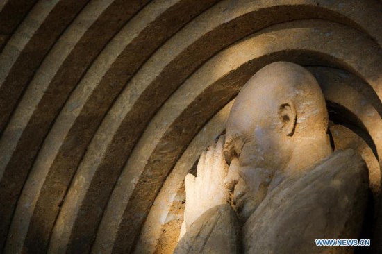 Photo taken on July 17, 2014 shows a sand sculpture displayed during the international festival of sand sculptures in St.Petersburg, Russia. 