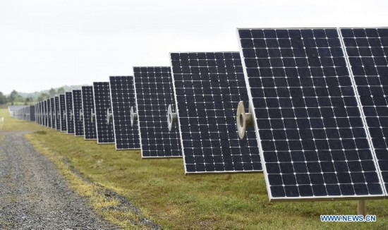 Photo taken on July 22, 2014 shows the solar panels at Apple Data Center in Maiden, North Carolina, the United States. 