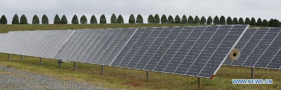 Photo taken on July 22, 2014 shows the solar panels at Apple Data Center in Maiden, North Carolina, the United States.