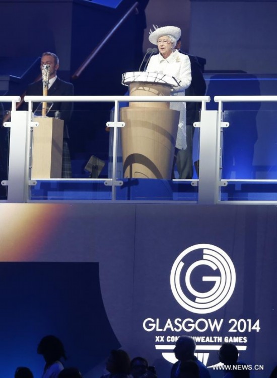 Britain's Queen Elizabeth II declares the opening of the XX Commonwealth Games at the Celtic Park in Glasgow July 23, 2014.