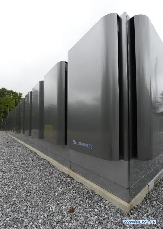 Photo taken on July 22, 2014 shows the methane gas fuel cells at Apple Data Center in Maiden, North Carolina, the United States.