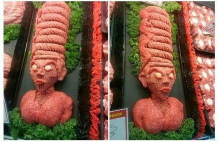 超市出现摆肉大叔 龙猫造型么么哒(组图)