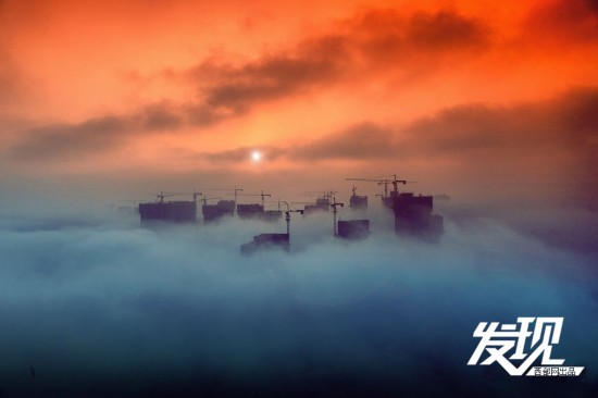 昨日雾锁西安 仙气弥漫天上人间分不清楚(组图