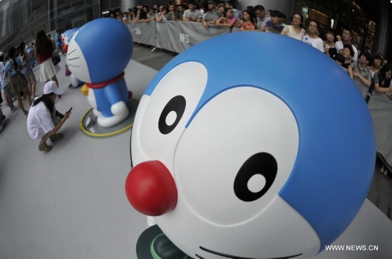 The exhibition kicked off here on Saturday. A hundred and two life-size Doraemon figures, each of which bearing a distinct secret gadget, were displayed during the show. Doraemon, a fictional 22nd-century robotic cat, has been a popular anime character since its introduction by Japanese cartoonist Fujiko Fujio in 1969.