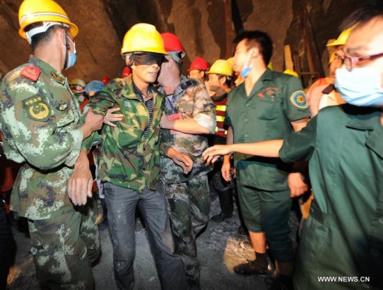 Thirteen workers were successfully rescued on Saturday about 140 hours after being trapped in a collapsed tunnel in Shiqian. Medical workers said they were in good condition after a preliminary checkup at the scene. 
