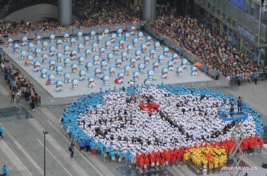 The exhibition kicked off here on Saturday. A hundred and two life-size Doraemon figures, each of which bearing a distinct secret gadget, were displayed during the show. Doraemon, a fictional 22nd-century robotic cat, has been a popular anime character since its introduction by Japanese cartoonist Fujiko Fujio in 1969.