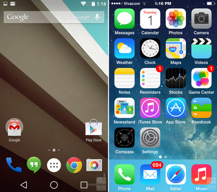 Android LԱiOS 8 