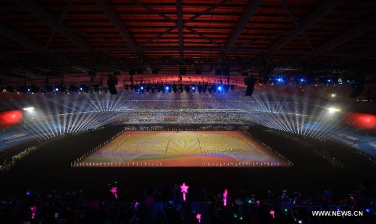 The photo taken on Aug. 28, 2014 shows the closing ceremony of Nanjing 2014 Youth Olympic Games in Nanjing, capital of east China’s Jiangsu Province.