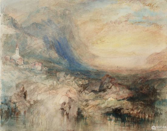 《Goldau, with the Lake of Zug in the Distance: Sample Study》,约1842-1843