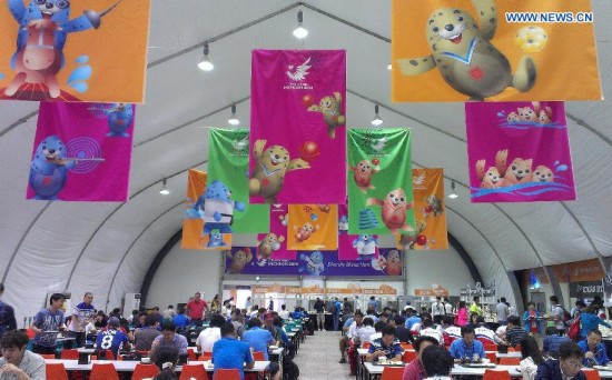 It consists of 15 apartment buildings, providing a total of 2,900 rooms. The 17th Asian Games will be held from Sept. 19 to Oct. 4. 