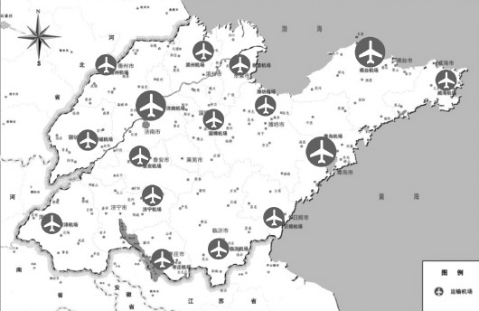 新闻 国内 地方 山东  全省民用运输机场布局规划示意图 2013年,山东