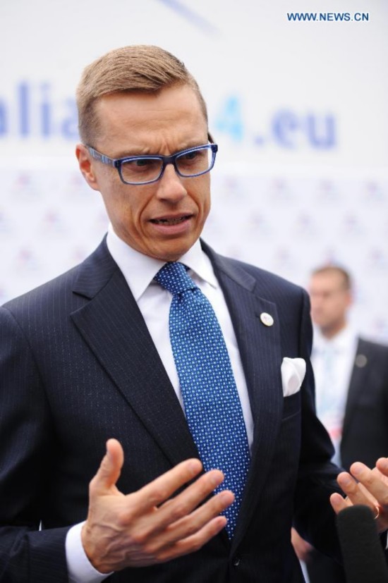 Finnish prime minister Alexander Stubb arrives for the Asia-Europe Meeting (ASEM) in Milan, Italy on October 16,2014. The tenth Asia-Europe Meeting (ASEM) opened in Milan on Thursday under the theme of 'Responsible Partnership for Growth and Security.'