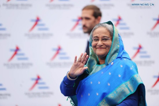 Bangladesh Prime Minister Sheik Hasina arrives for the Asia-Europe Meeting (ASEM) in Milan, Italy on October 16,2014. The tenth Asia-Europe Meeting (ASEM) opened in Milan on Thursday under the theme of 'Responsible Partnership for Growth and Security.'