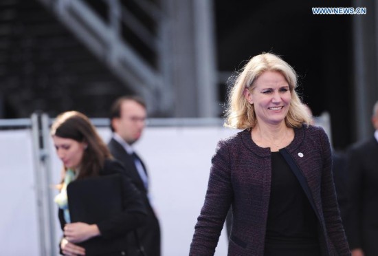 Danish Prime Minister Thorning-Schmidt arrives for the Asia-Europe Meeting (ASEM) in Milan, Italy on October 16,2014. The tenth Asia-Europe Meeting (ASEM) opened in Milan on Thursday under the theme of 'Responsible Partnership for Growth and Security.'