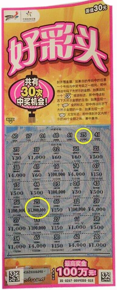仅仅一张 新疆伊宁市彩民喜领好彩头100万