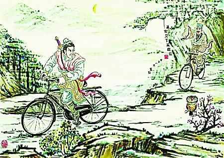 穿越水墨画走红:愤怒小鸟歇枝头 萧何骑车追韩