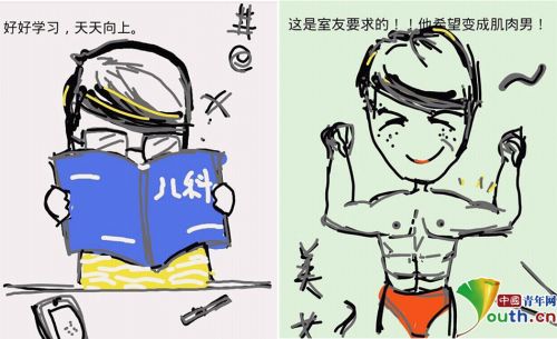 07 图为姚翔的漫画自画像。本人供图